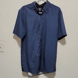 Men's Short Sleeve Blue Button Down Shirt